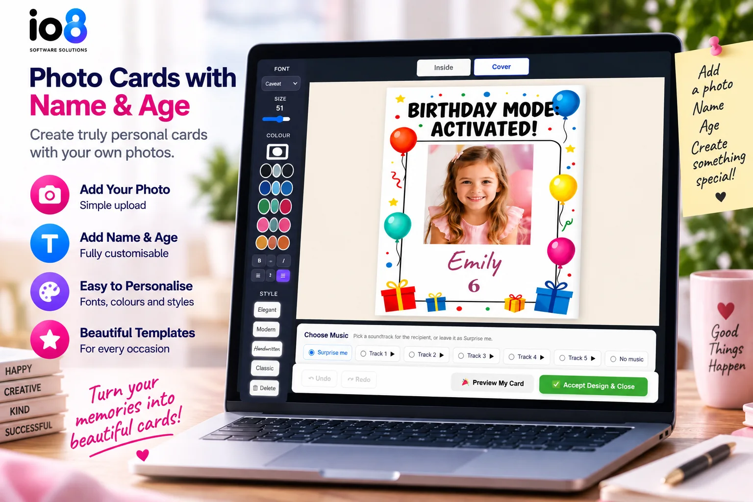Photo cards with name and age