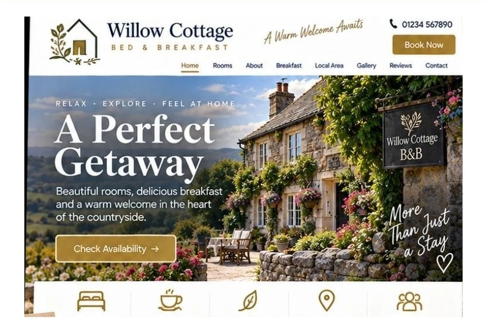Full Bed Breakfast website homepage preview