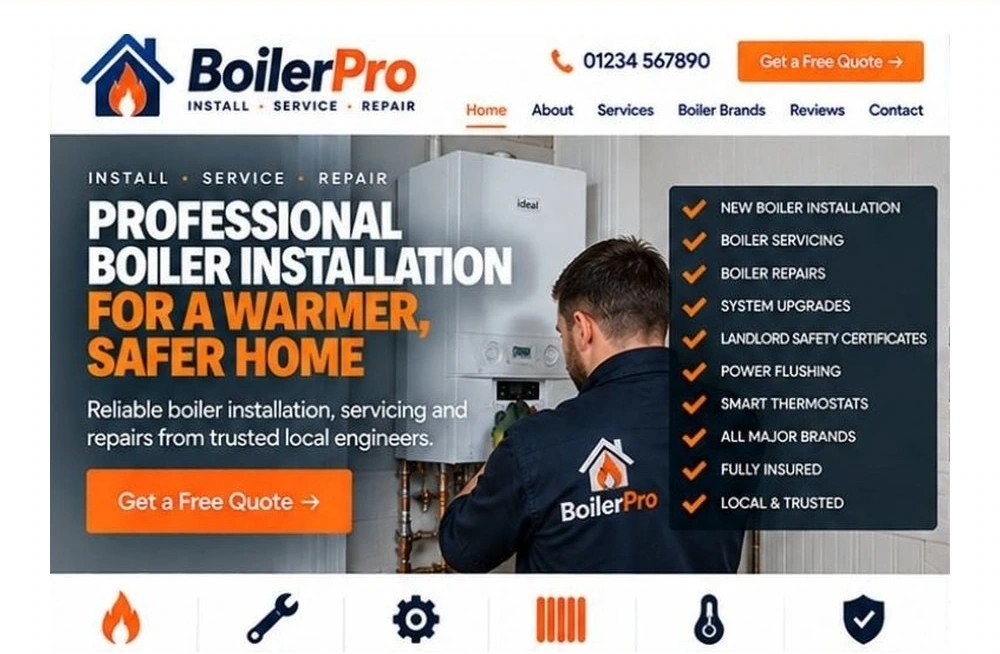 Full Boiler Installer website homepage preview