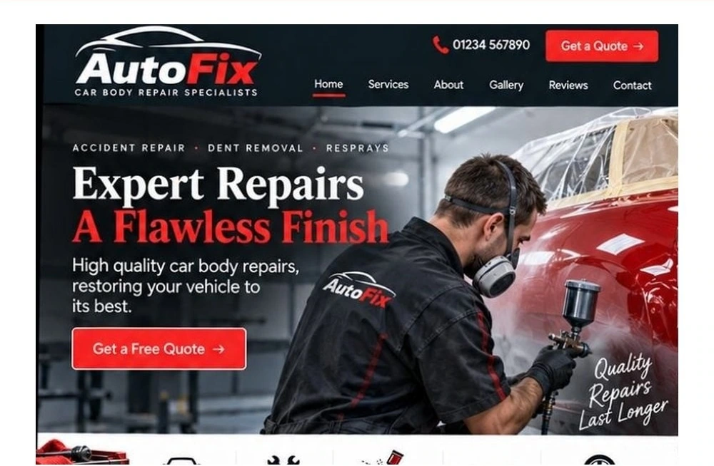 Full Car Body Repair website homepage preview