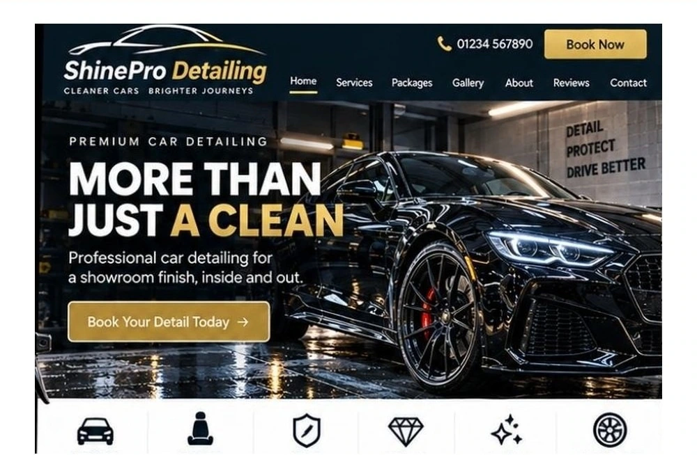 Full Car Detailing website homepage preview
