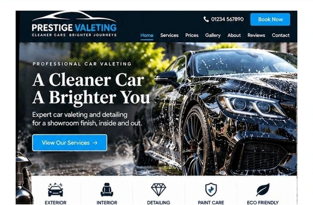 Full Car Valeting website homepage preview