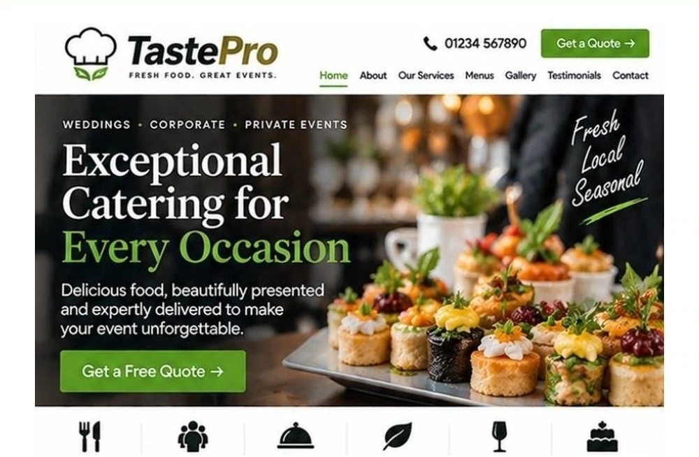 Full Caterer website homepage preview
