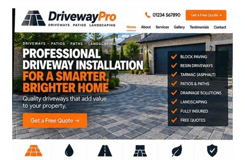 Full Driveway Installer website homepage preview