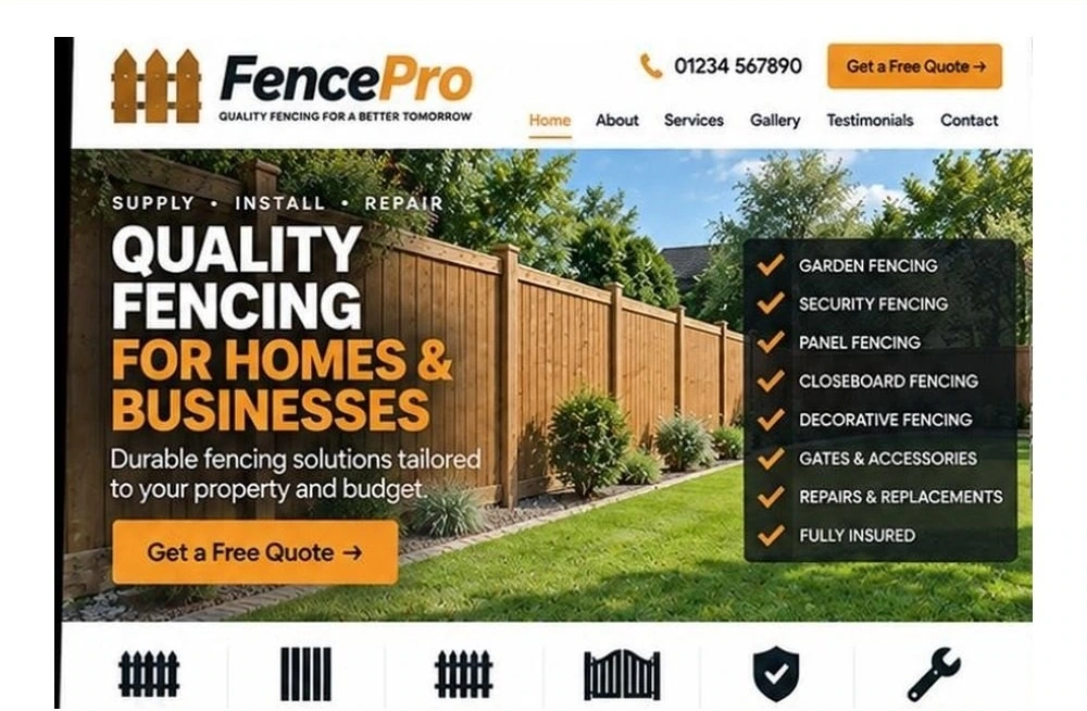 Full Fencing Company website homepage preview