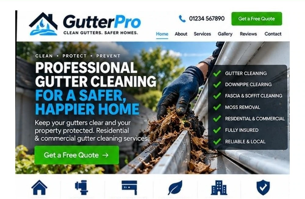 Full Gutter Cleaner website homepage preview