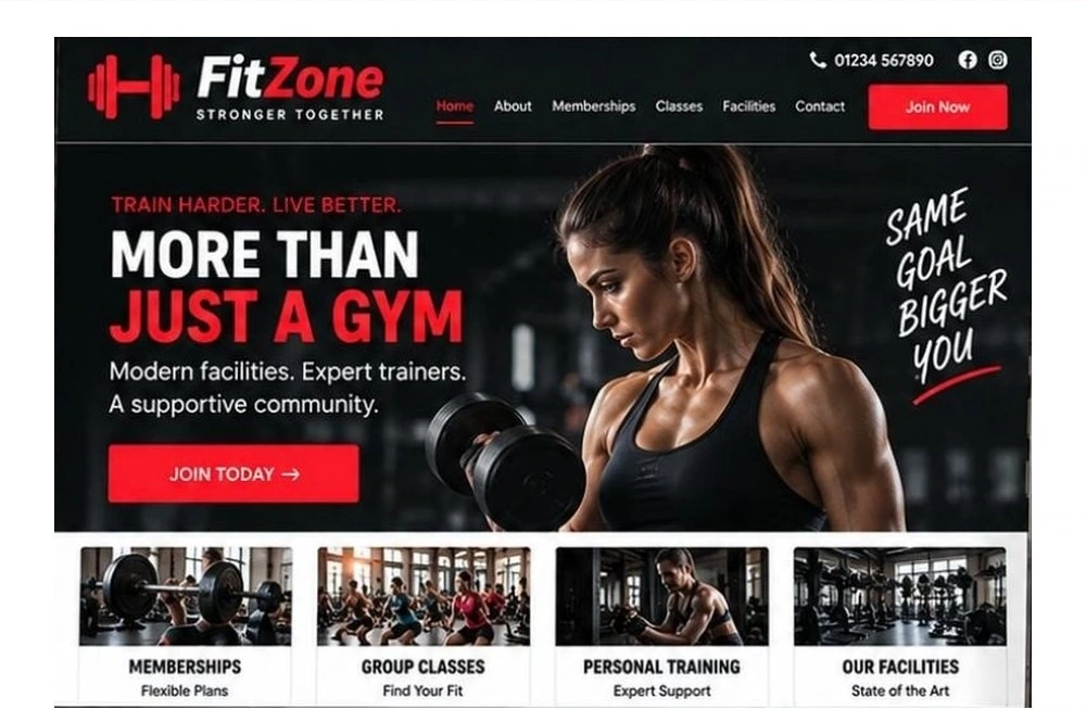 Full Gym website homepage preview