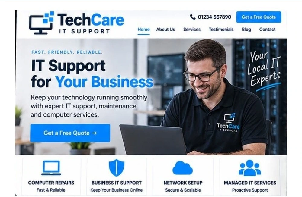 Full IT Support website homepage preview