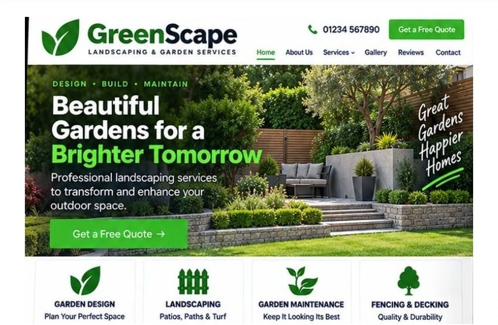 Full Landscaper website homepage preview