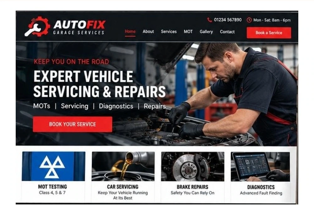Full Mechanic Garage website homepage preview