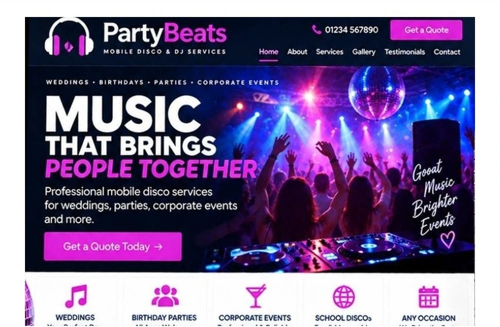 Full Mobile Disco website homepage preview