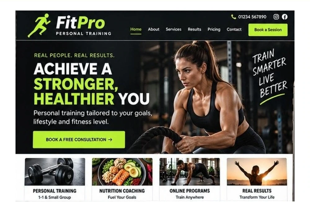 Full Personal Trainer website homepage preview