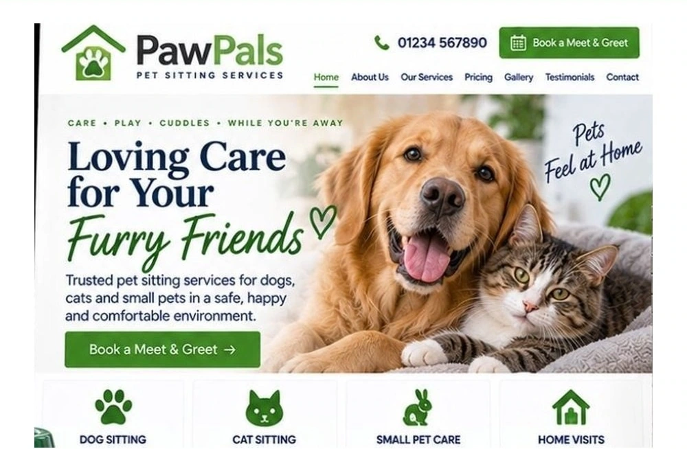 Full Pet Sitter website homepage preview