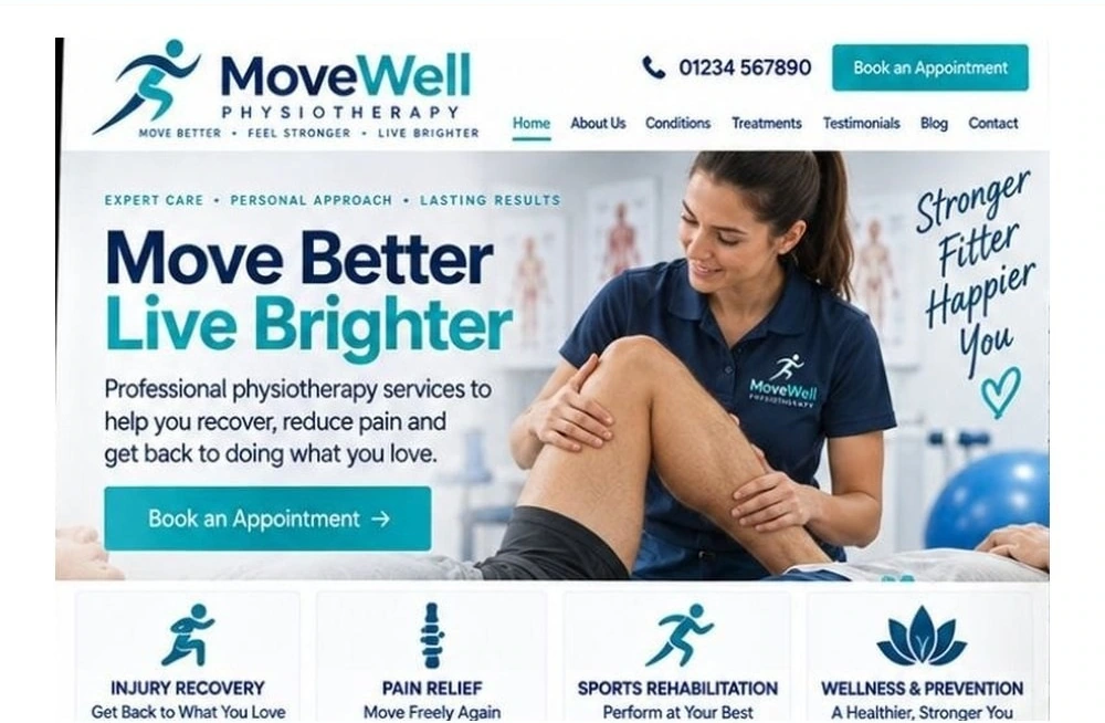 Full Physiotherapist website homepage preview