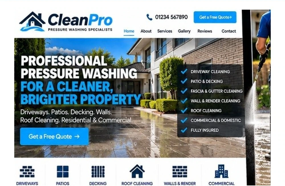 Full Pressure Washing website homepage preview