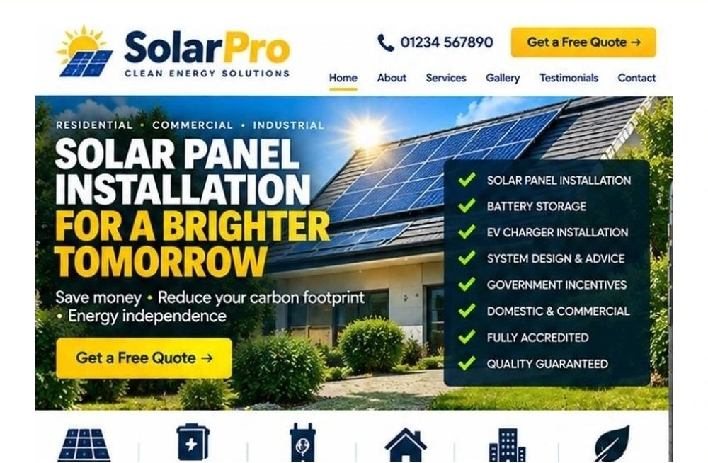 Full Solar Installer website homepage preview