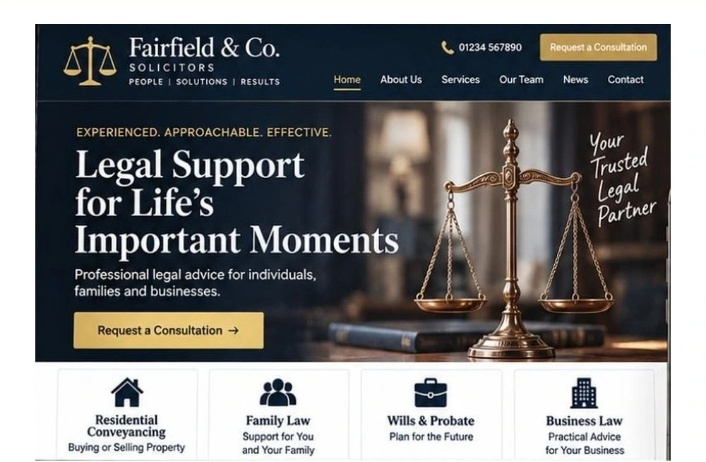 Full Solicitor website homepage preview
