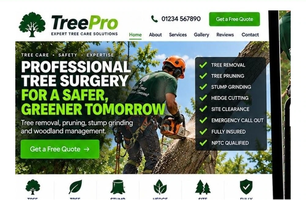 Full Tree Surgeon website homepage preview