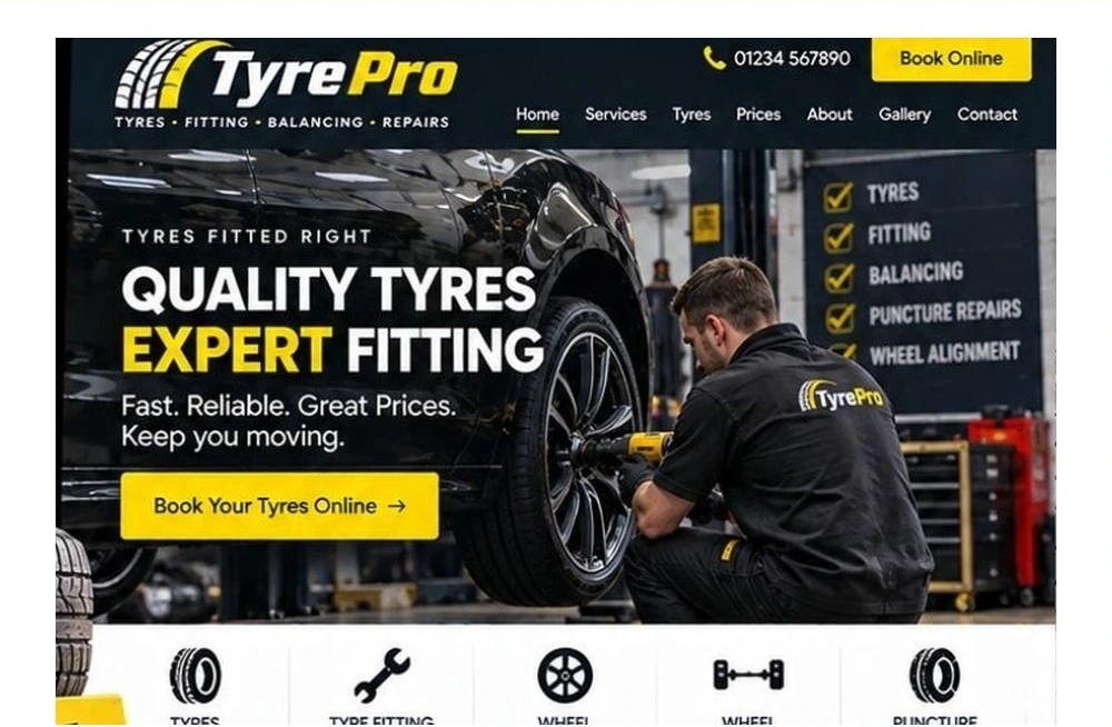 Full Tyre Fitter website homepage preview
