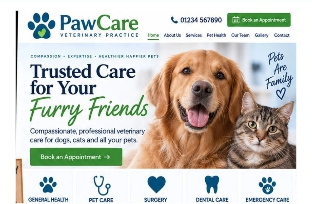 Full Veterinary website homepage preview