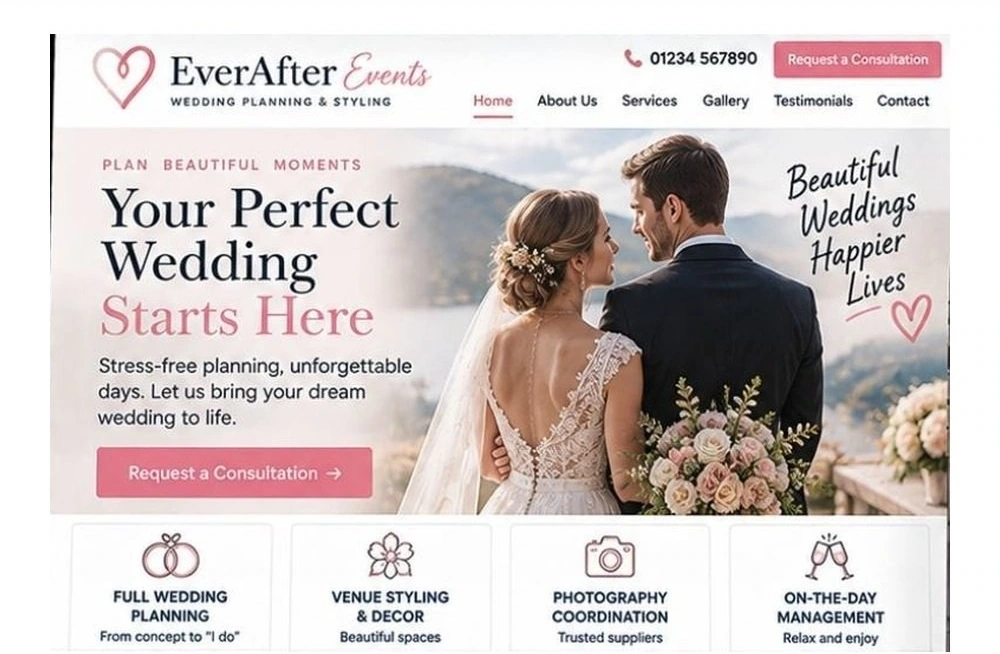 Full Wedding Planner website homepage preview