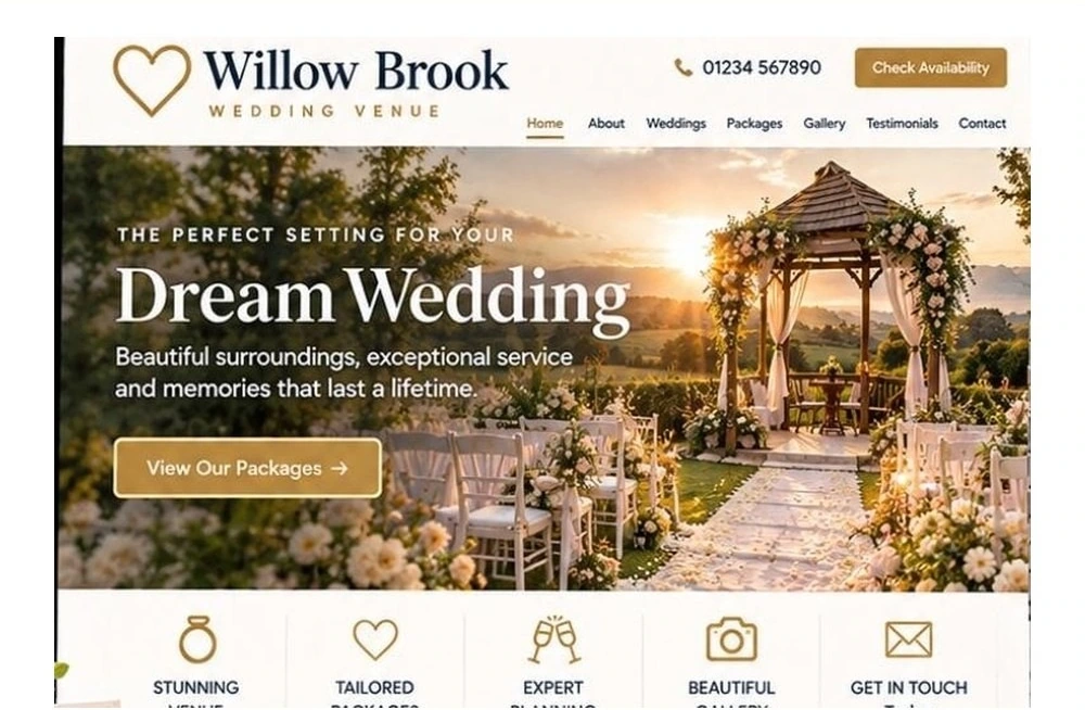 Full Wedding Venue website homepage preview