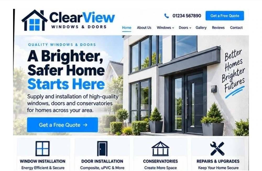 Full Window Door Installer website homepage preview