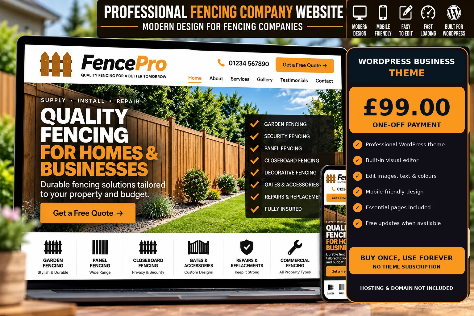 Fencing Company WordPress theme