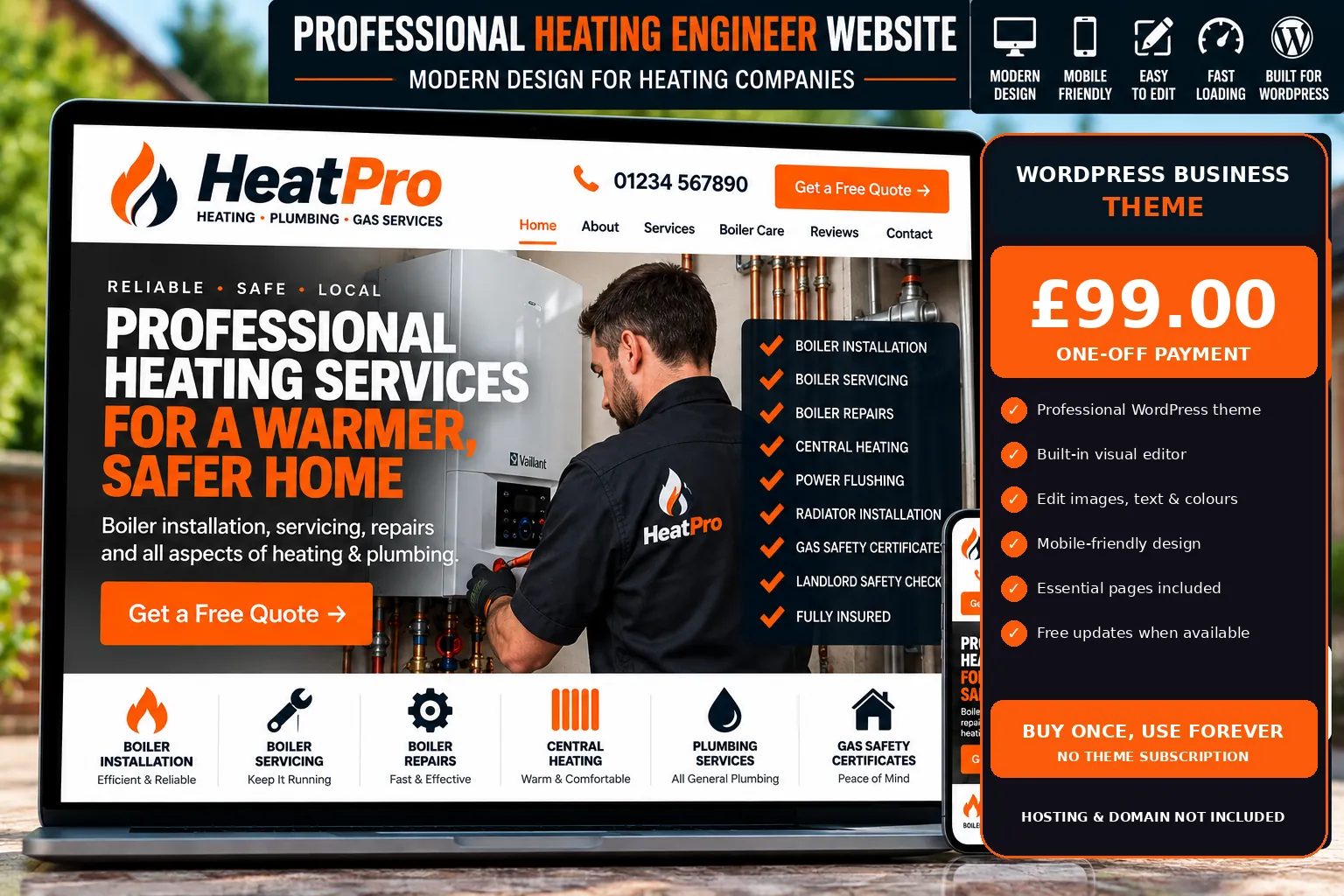 Heating Engineer WordPress theme