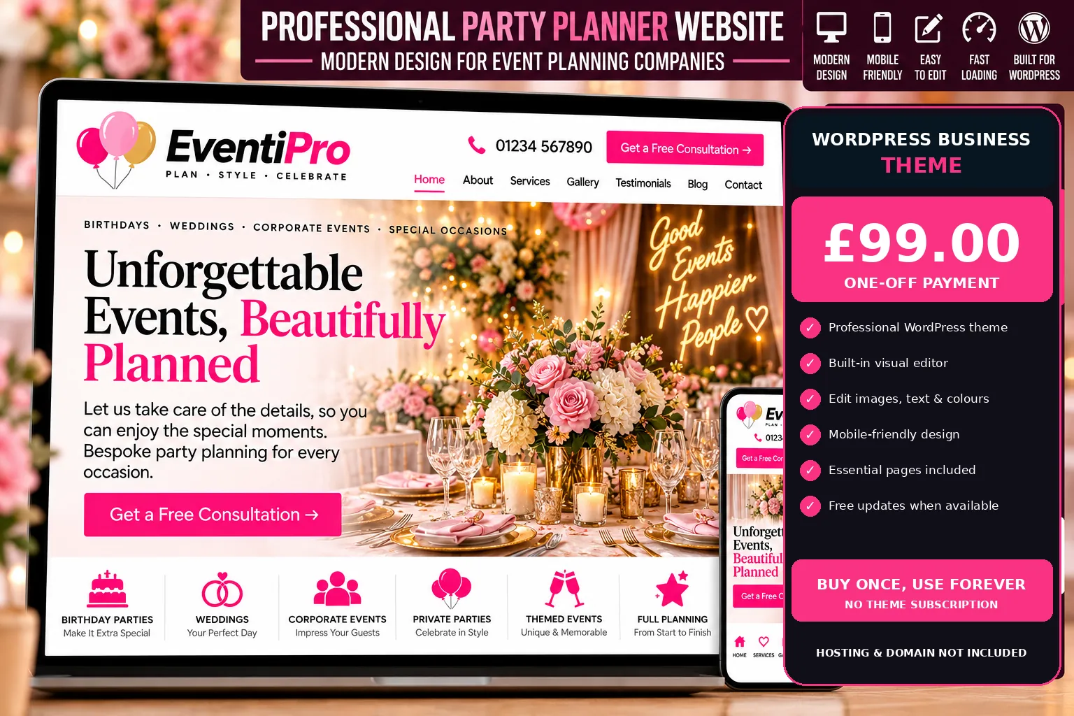 Party Planner WordPress theme